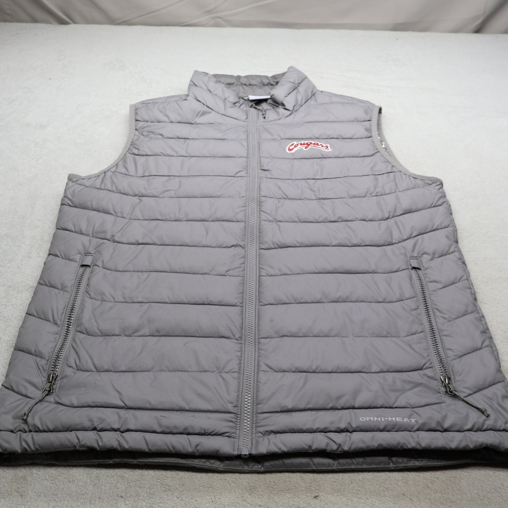 Columbia Vest Mens Large Gray Omni-Heat Powder Lite Quilted Puffer Light LOGO